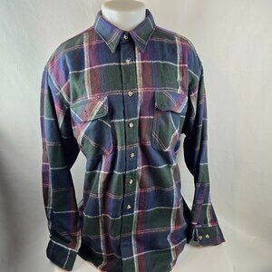 Fieldmaster Shirt Men 2XL Multicolor Plaid Flannel Shacket Button Up Heavyweight